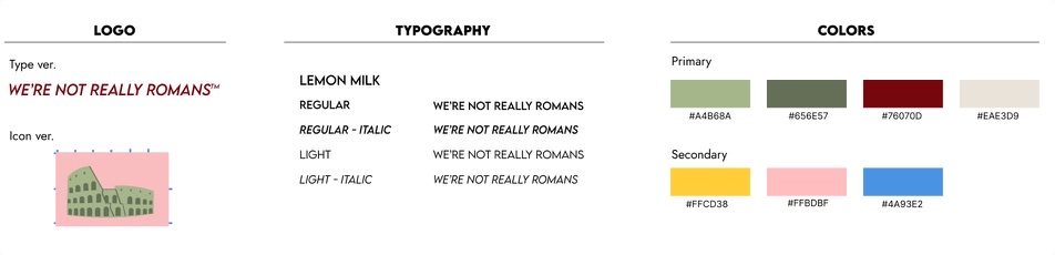 Brand system: logo, type, colors, and key artwork.